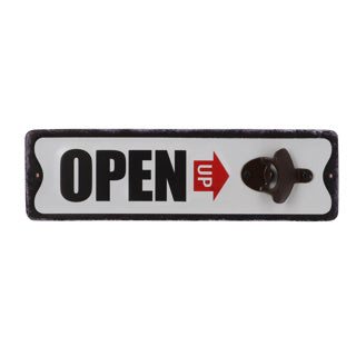 Geen merk bieropener open up zwart wit metaal 10,5x36x3,5 cm