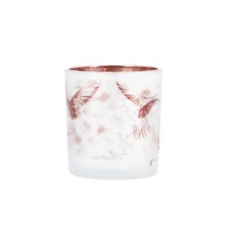 No brand theelichthouder hummingbird s wit bruin glas 7,5x7,5x8cm