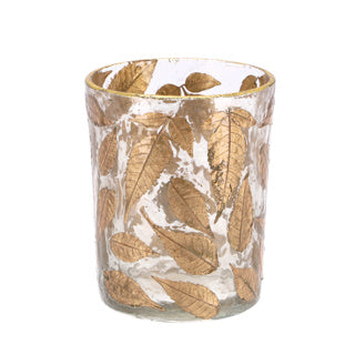 No brand theelichthouder leaf glass clear 10x10x13cm