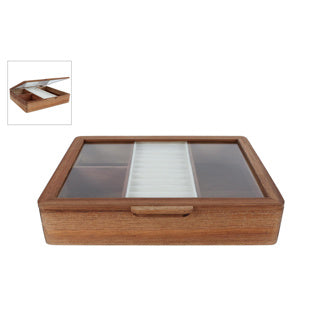 No brand sieradendoos jet naturel acacia 19x19x22cm