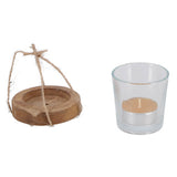 No brand theelichthouder maro helder naturel glas hout 7,5x7,5x7cm