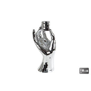 No brand kandelaar hand zilver polystone 10x8x21cm