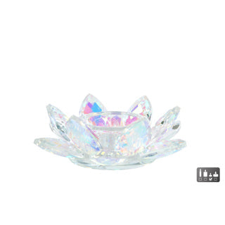 No brand theelichthouder lotus pearl glas 12x12x4cm