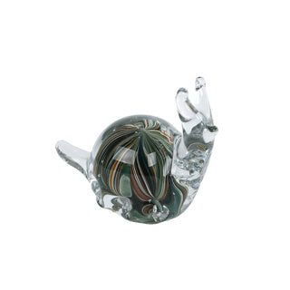 No brand sculptuur snail bruin groen glas 12,5x6,5x9,5cm