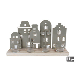 Theelichthouder straat 38x8,5x20cm