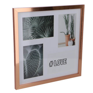 Geen merk fotolijst 4 fotos koperkleurig 10 x 15 cm