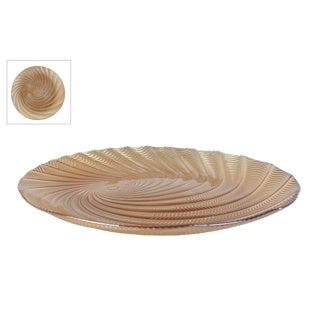 No brand schaal hailey krul amber glas 33x33x3cm
