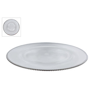 No brand schaal rory ribbel zilver glas 33x33x2cm