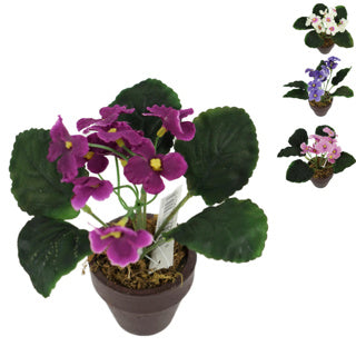 No brand kunstplant in pot kaaps viooltje 16 cm 4 assorti