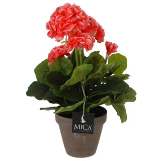 Edelman kunstplant geranium perzik in pot grijs