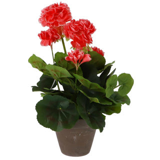 Edelman kunstplant geranium perzik in pot grijs