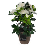 Edelman kunstplant azalea wit in pot