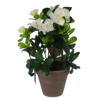 Edelman kunstplant azalea wit in pot