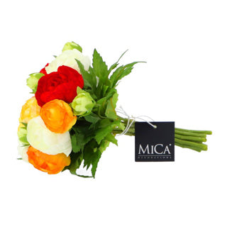 Mica decorations kunst boeket ranonkel oranje