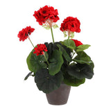 Edelman kunstplant geranium rood in pot grijs
