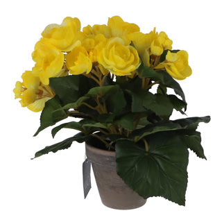 Edelman kunstplant begonia geel in pot