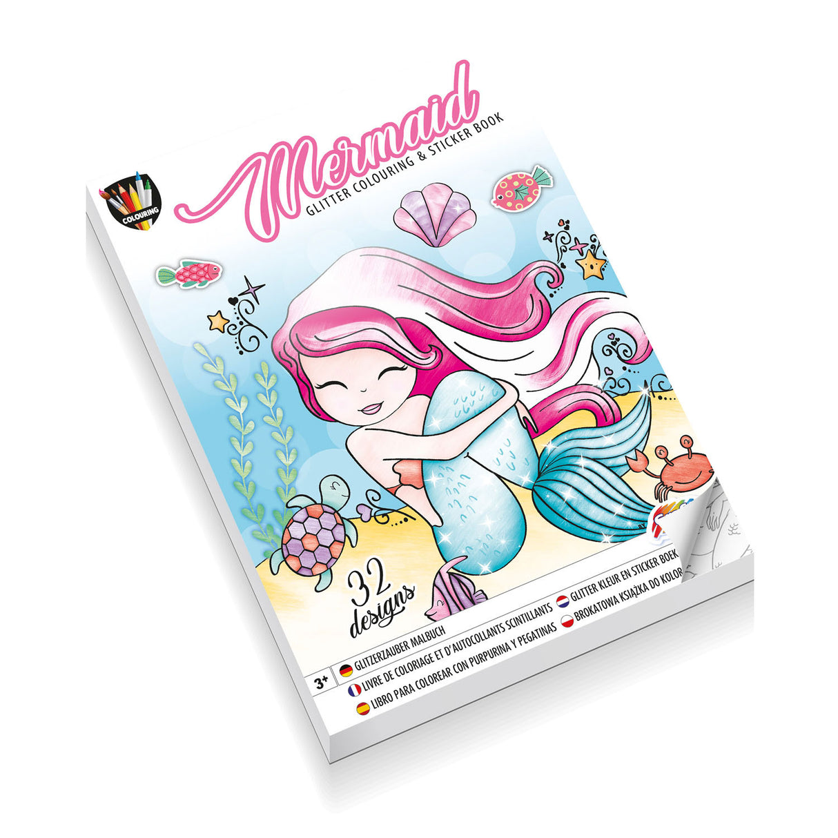 Creative craft group glitter kleur- en stickerboek - zeemeermin