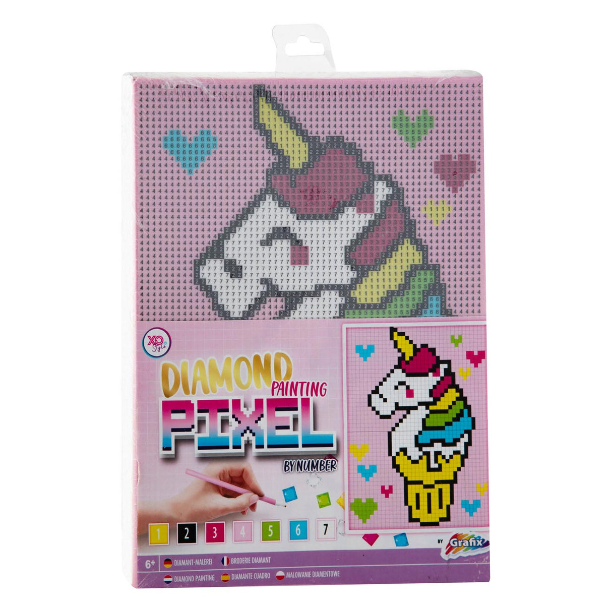 Grafix pixel op nummer canvas - eenhoorn