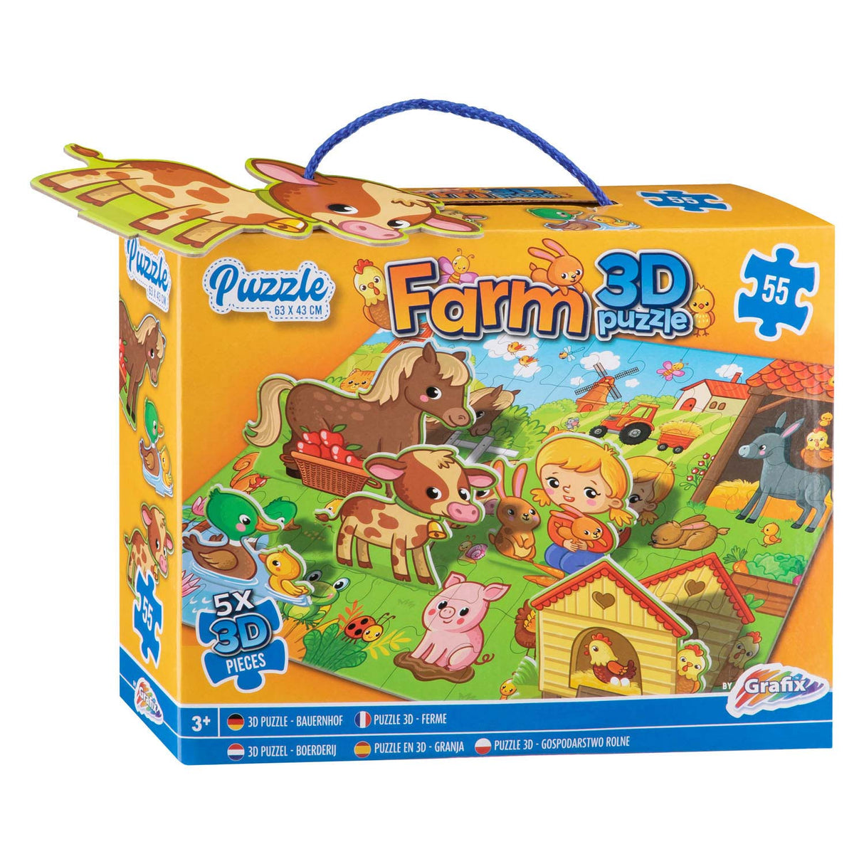 Grafix 3d vloerpuzzel boerderij, 55st.