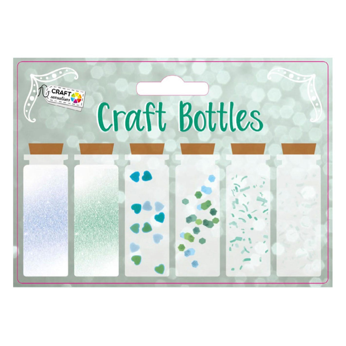 Creative craft group decoratie flesjes, 6 x 15g - groen blauw