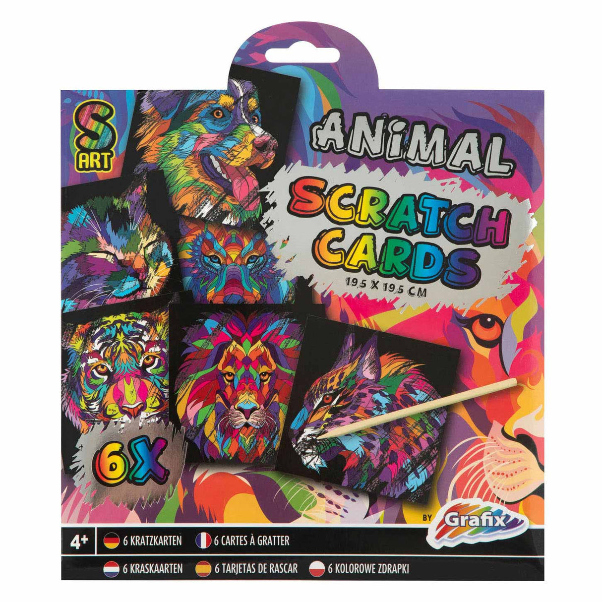 Creative craft group scratch kaarten, 6st. - dieren