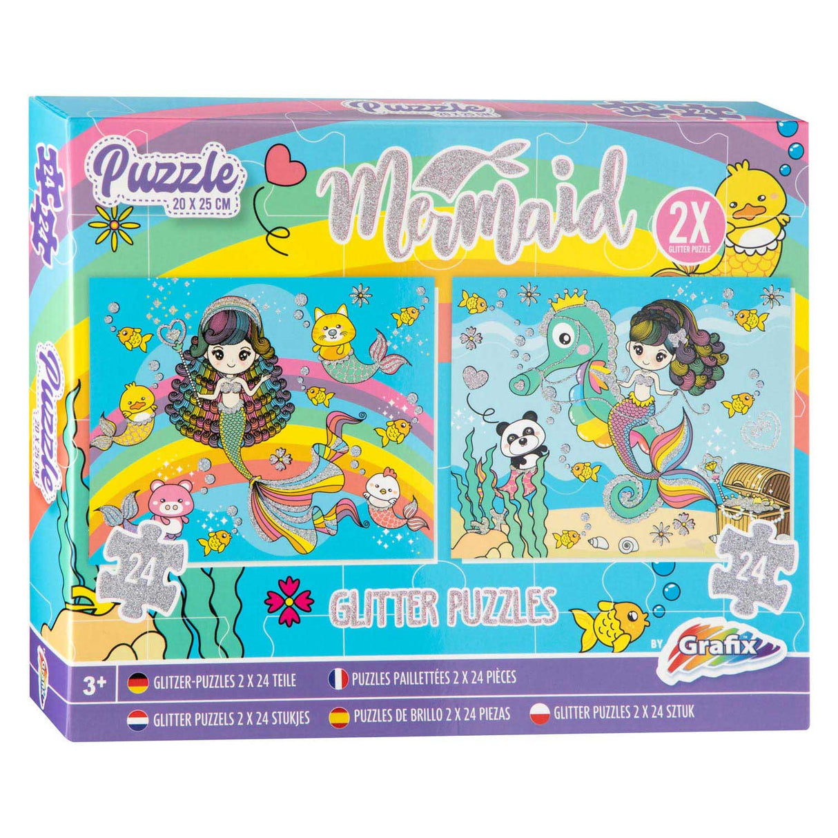 Grafix glitterpuzzel set zeemeermin, 2x24st.