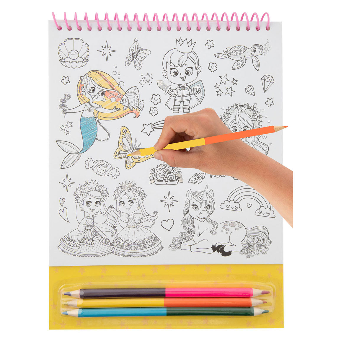 Creative craft group kleur je eigen stickers met kleurpotloden - fantasiewereld, 250st.