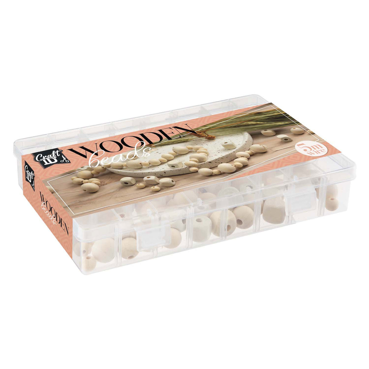 Houten kralenset met koord, 130 gram