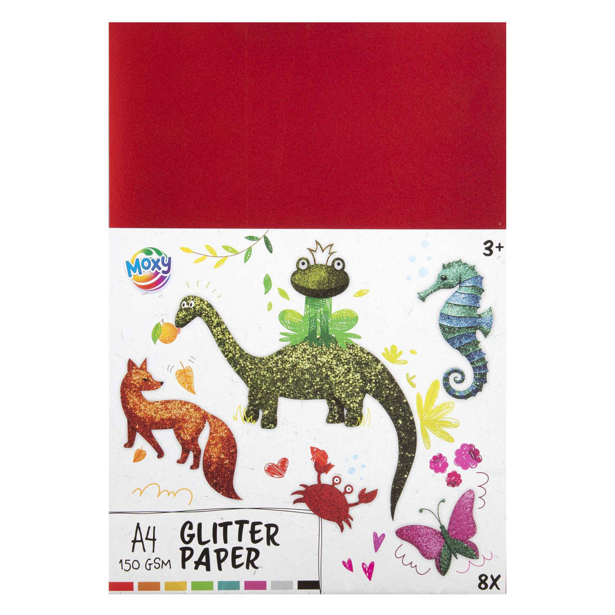 Creative craft group glitter papier a4, 8 vellen en 8 kleuren