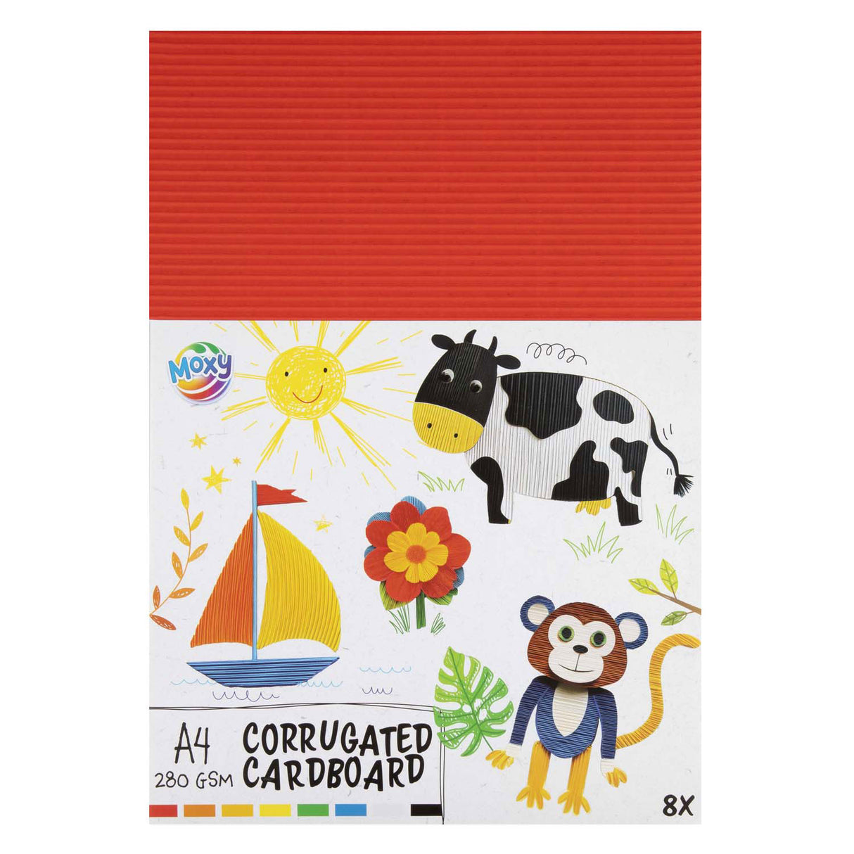 Creative craft group ribbel knutselkarton a4, 8 vellen 8 kleuren