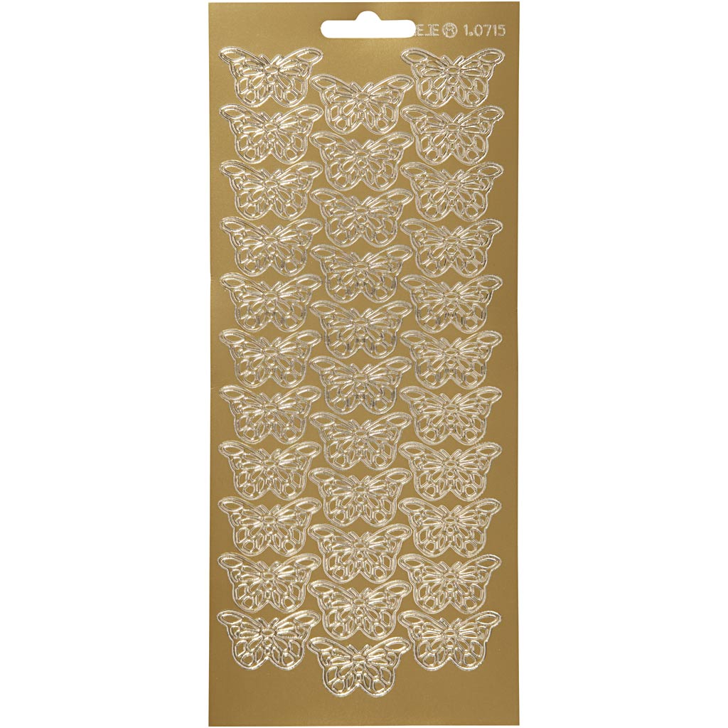 Creativ company stickers, vlinders, vel 10x23 cm, goud, 1 vel