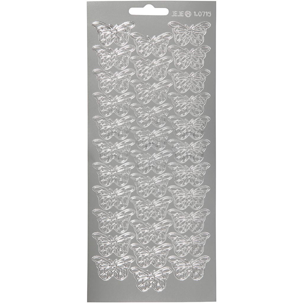 Creativ bedrijfsstickers, vlinders, vel 10x23 cm, zilver, 1 vel