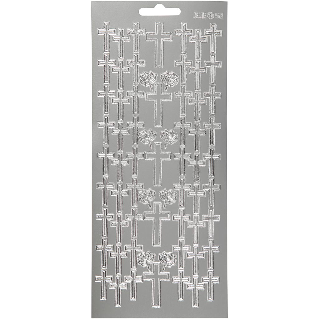 Creativ bedrijfsstickers, kruis, vel 10x23 cm, zilver, 1 vel