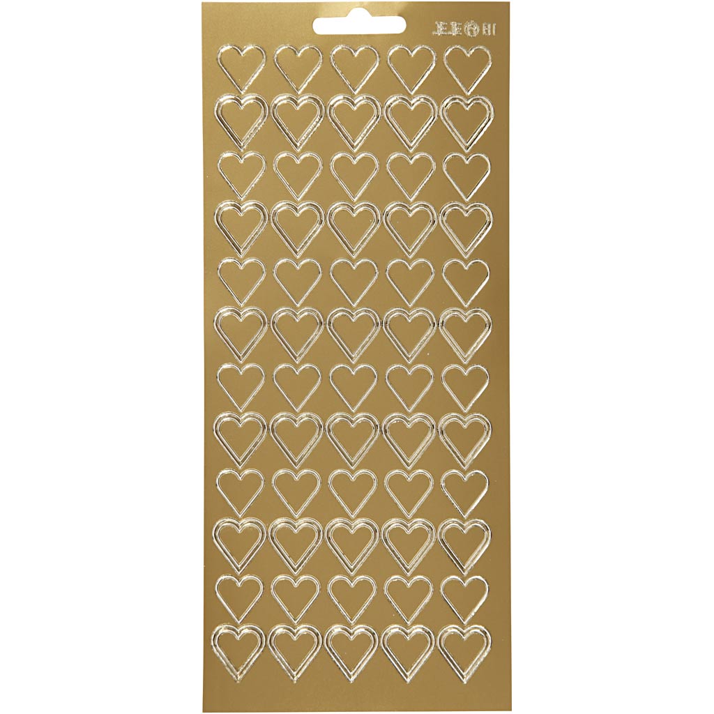 Creativ bedrijfsstickers, harten, vel 10x23 cm, goud, 1 vel