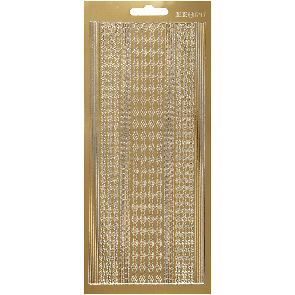 Creativ company stickers, randen, vel 10x23 cm, goud, 1 vel