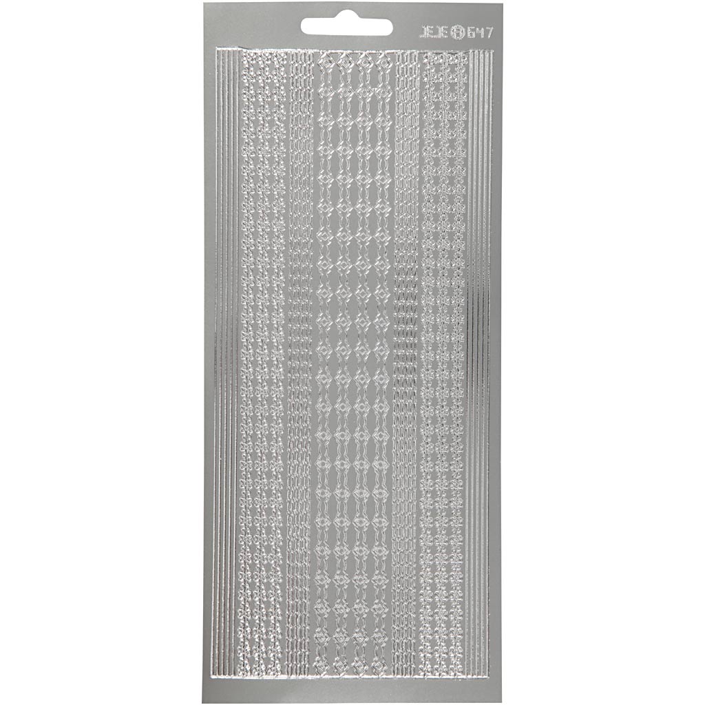 Creativ company stickers, randen, vel 10x23 cm, zilver, 1 vel