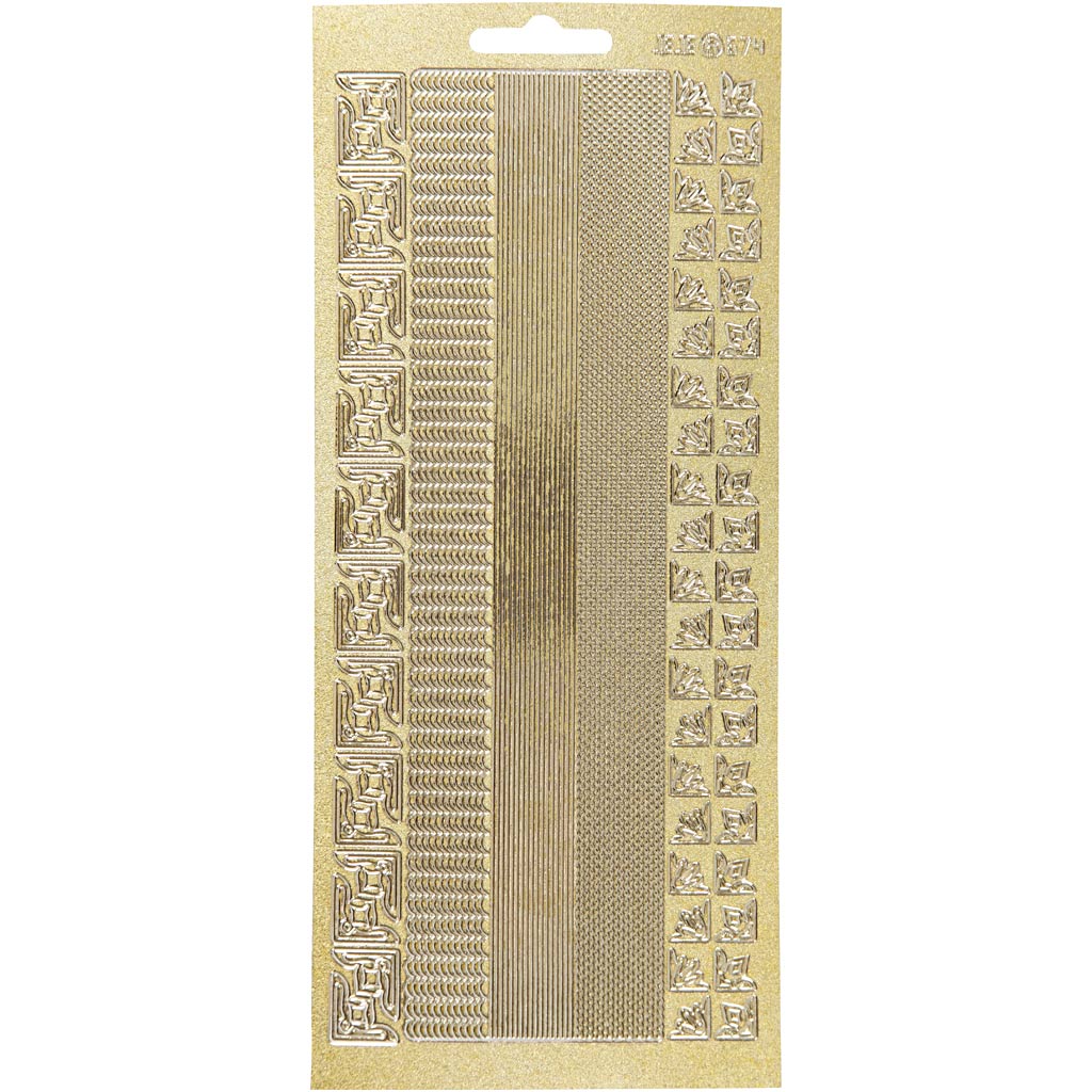 Creativ bedrijfsstickers, randen, vel 10x23 cm, goud, 1 vel