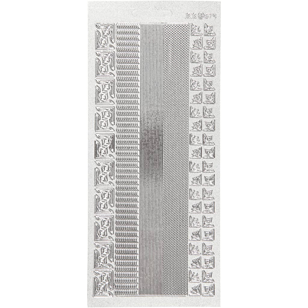 Creativ bedrijfsstickers, randen, vel 10x23 cm, zilver, 1 vel