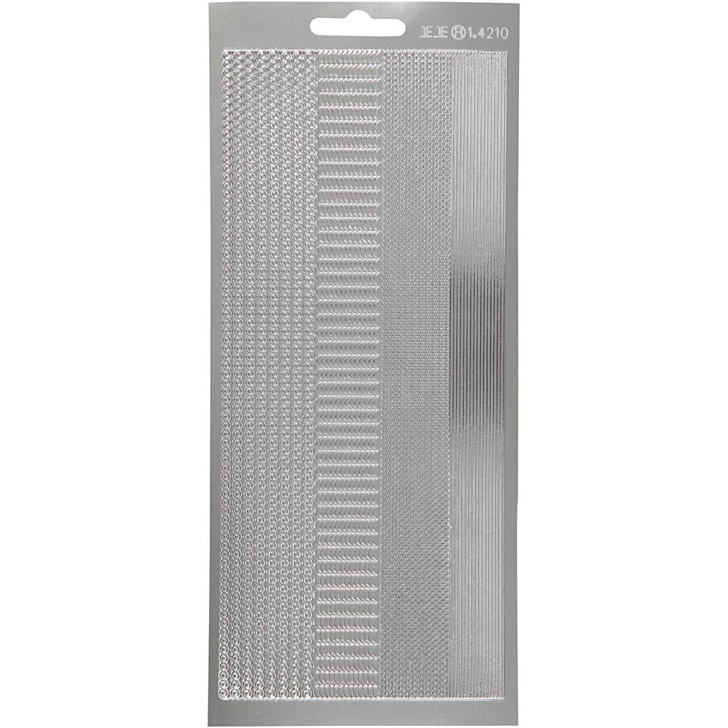Creativ bedrijfsstickers, randen, vel 10x23 cm, zilver, 1 vel