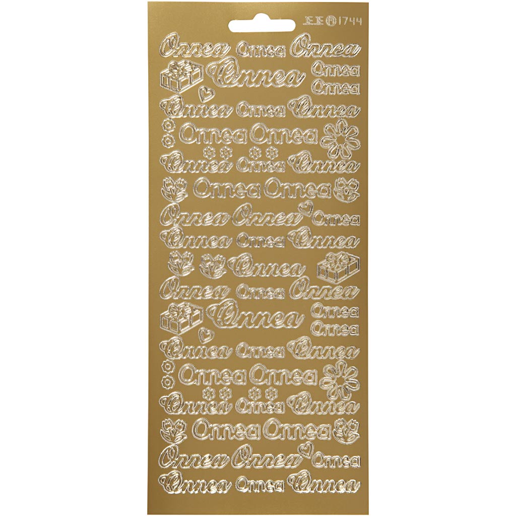 Creativ bedrijfsstickers, onnea, vel 10x23 cm, goud, 1 vel