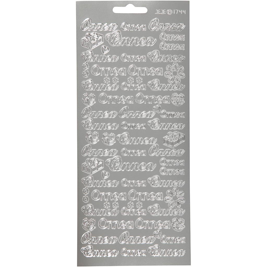 Creativ company stickers, onnea, vel 10x23 cm, zilver, 1 vel