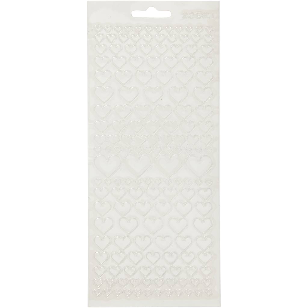 Creative bedrijfsstickers, harten, vel 10x23 cm, transparant, 1 vel