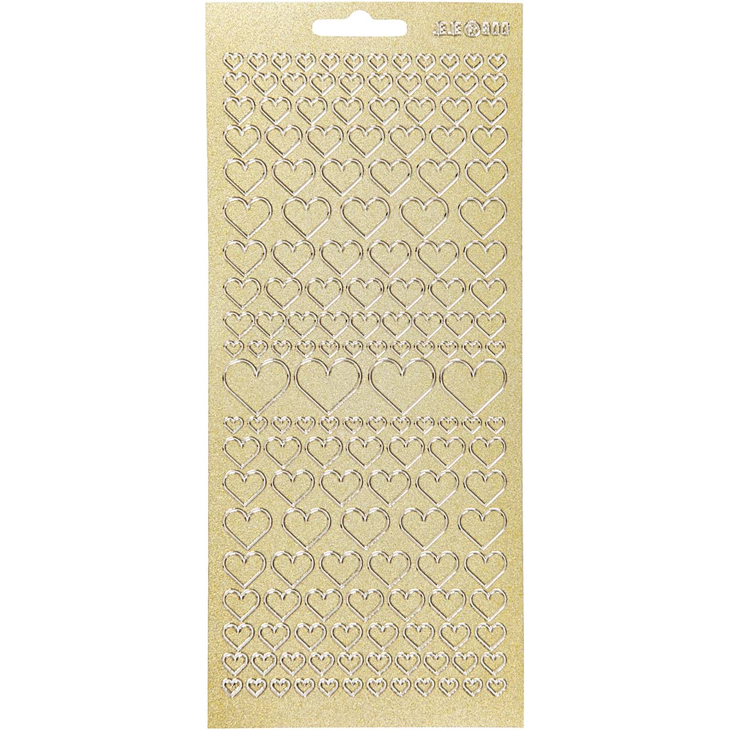 Creativ bedrijfsstickers, harten, vel 10x23 cm, goud, 1 vel