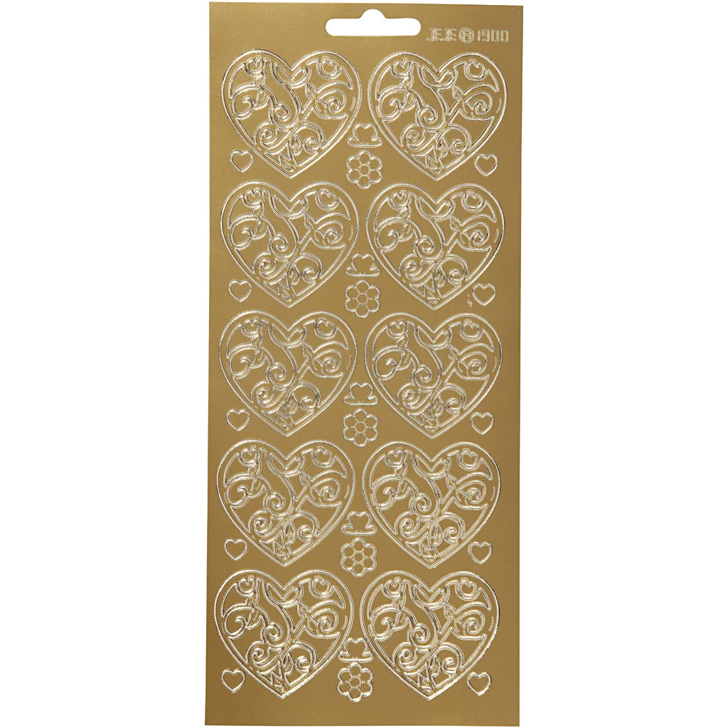Creativ company stickers, harten, vel 10x23 cm, goud, 1 vel