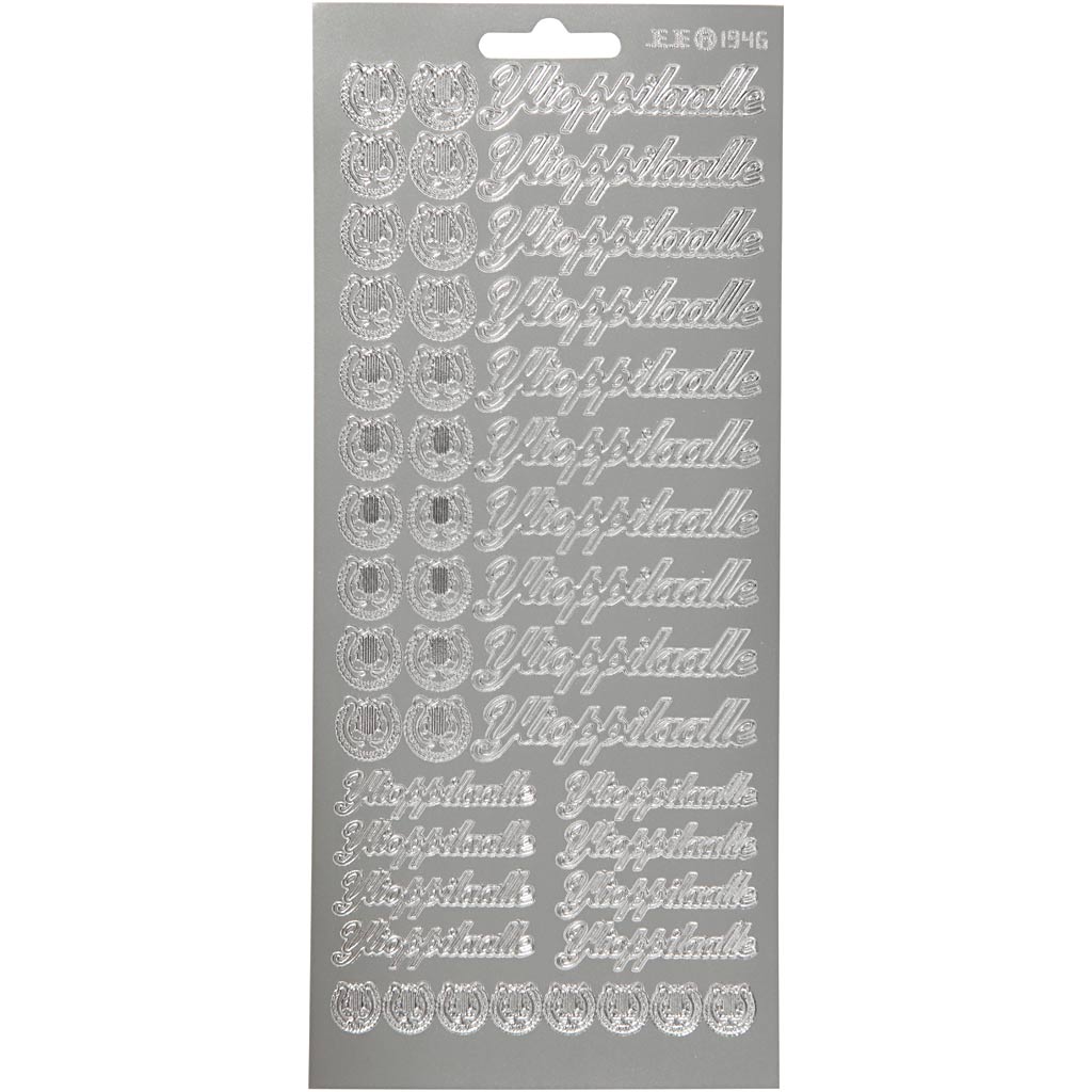 Creativ bedrijfsstickers, ylioppilaalle, vel 10x23 cm, zilver, 1 vel