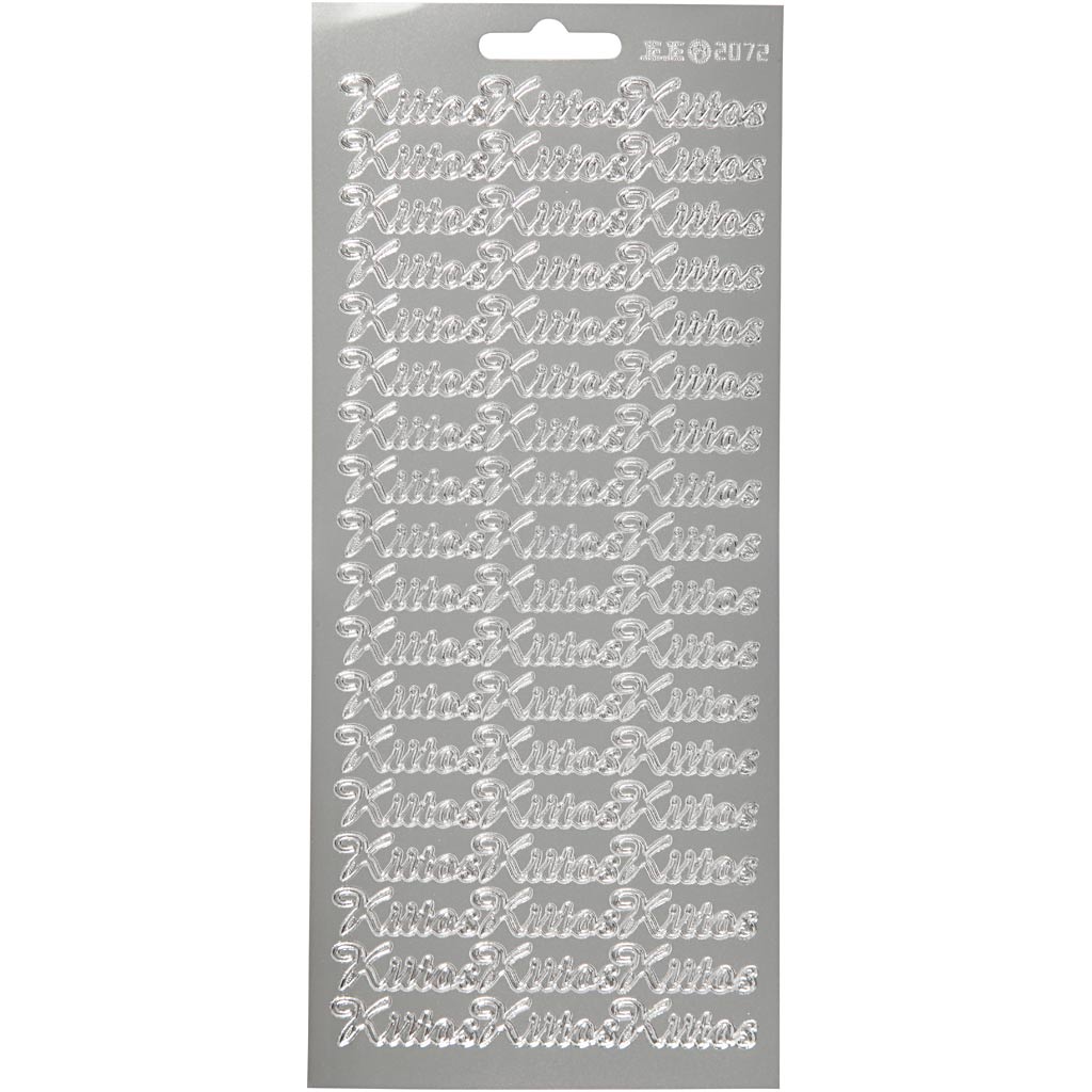 Creativ company stickers, kiitos, vel 10x23 cm, zilver, 1 vel