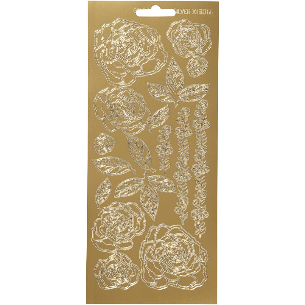 Creativ company stickers, rozen, vel 10x23 cm, goud, 1 vel