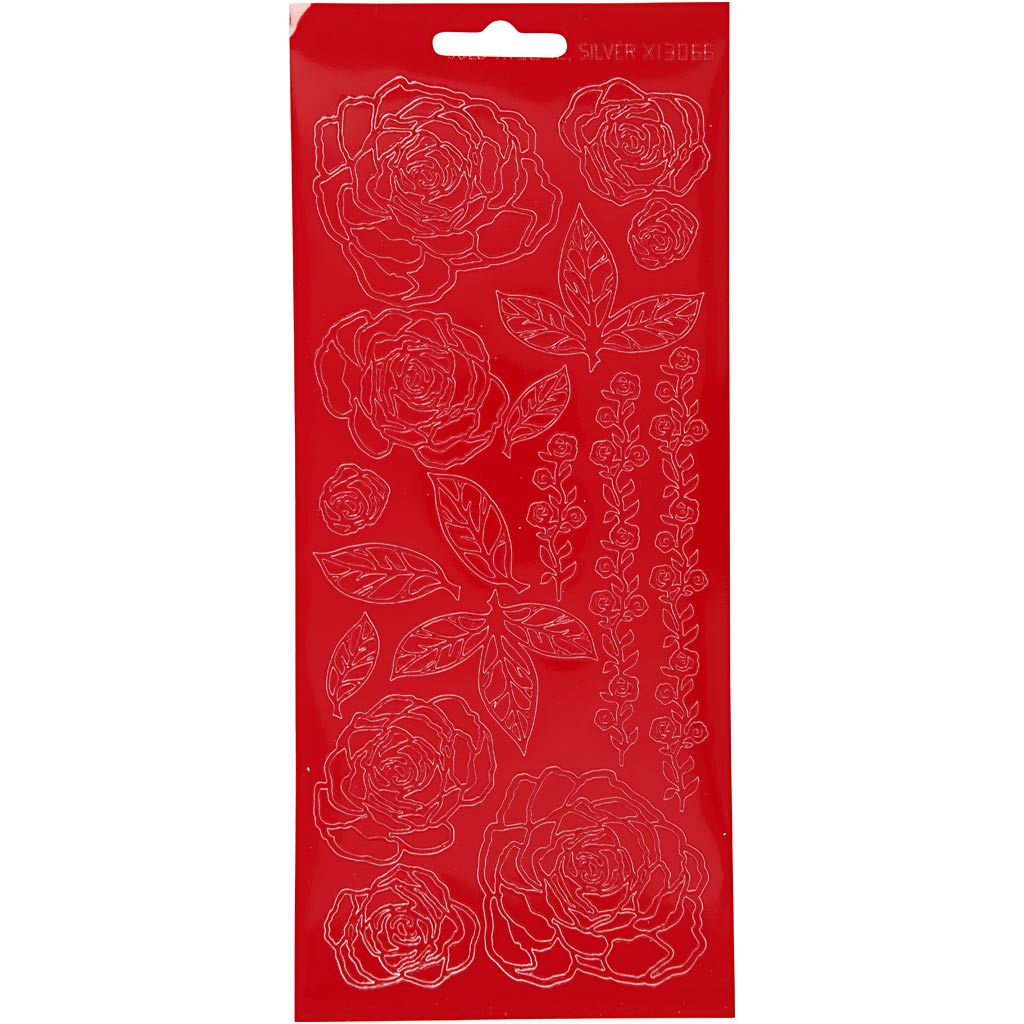 Creativ company stickers, rozen, vel 10x23 cm, rood, 1 vel