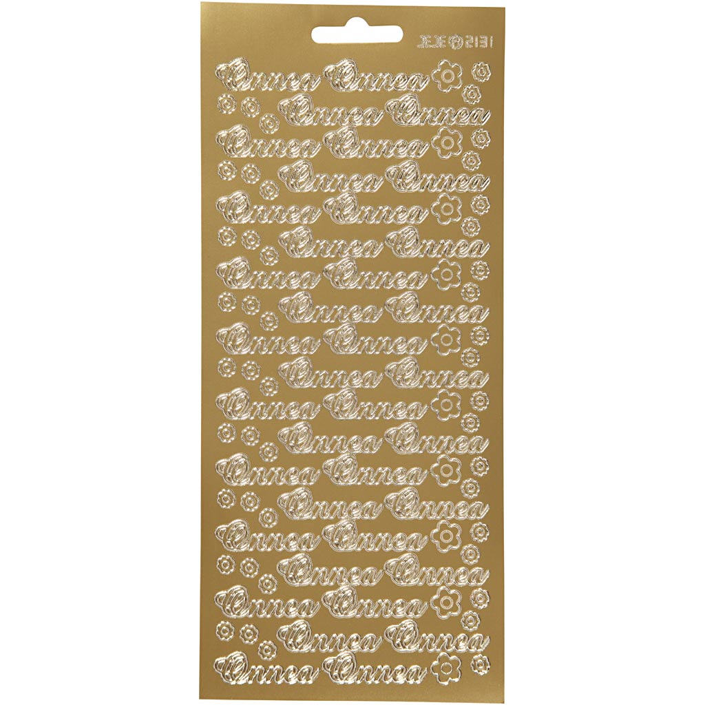 Creativ bedrijfsstickers, onnea, vel 10x23 cm, goud, 1 vel