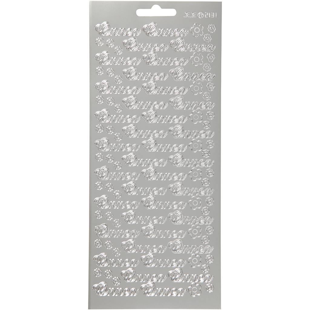Creativ bedrijfsstickers, onnea, vel 10x23 cm, zilver, 1 vel